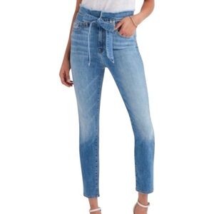 7 For All Mankind - High Rise - Paperbag Waist - Slim Straight Cigarette Jean 27